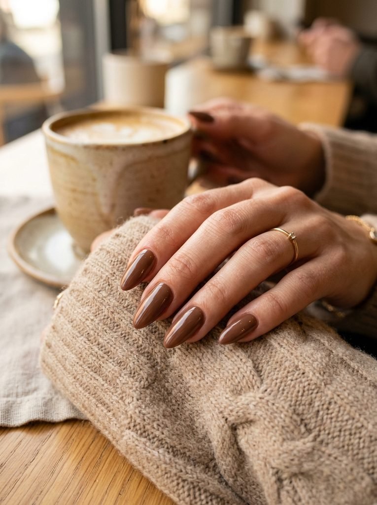 Milky nude clean girl fall nails