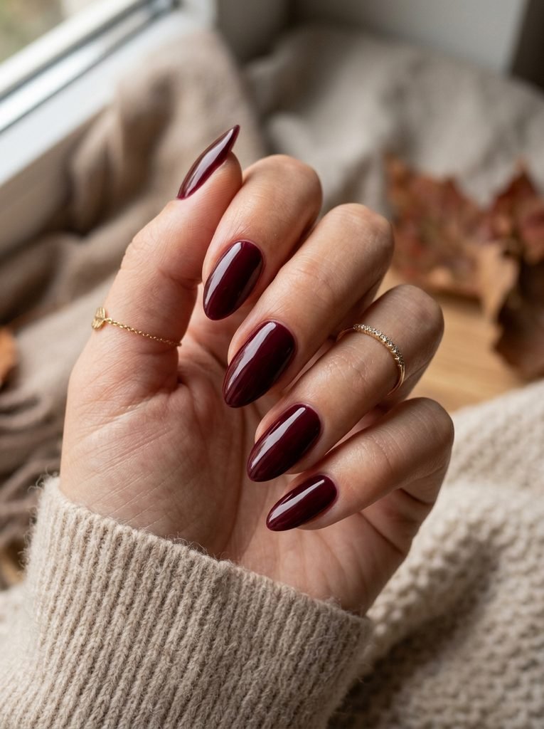 Alt Text: Chocolate Brown Almond Nails