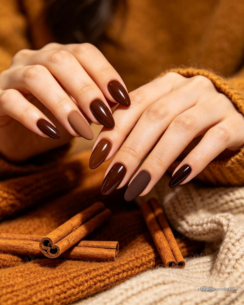 Chocolate brown fall nails trend 2026