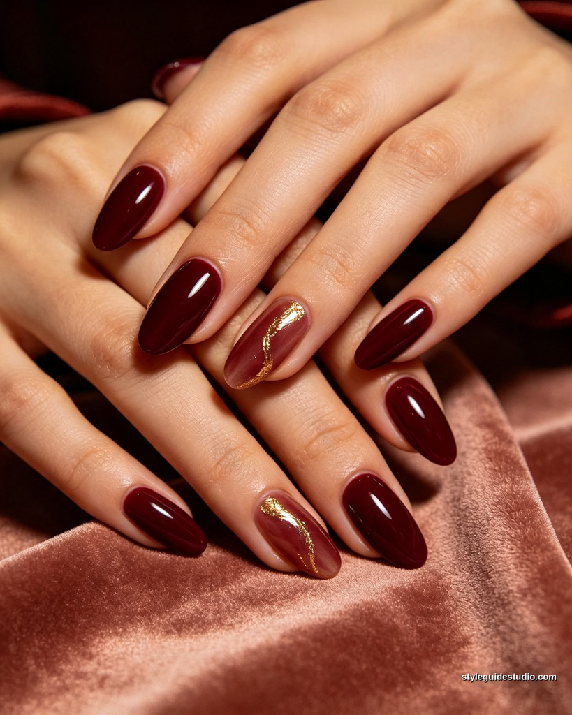 Deep burgundy fall nails 2026