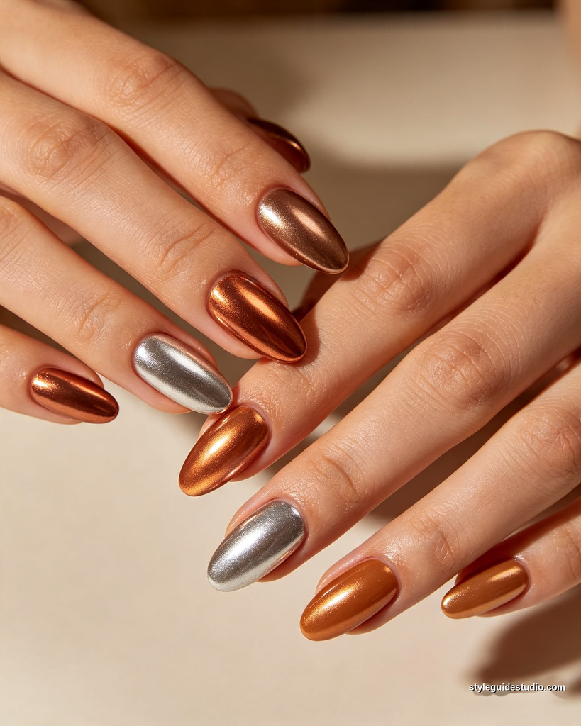 Chrome metallic fall nails 2026