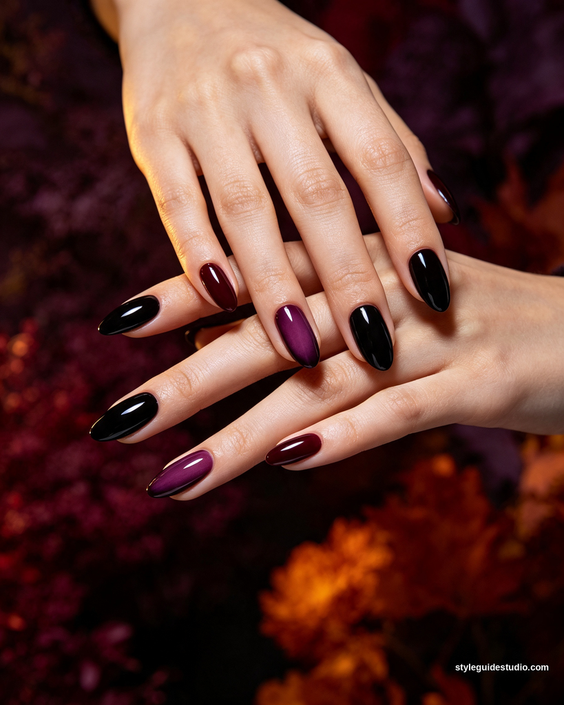 Black cherry plum fall nails 2026
