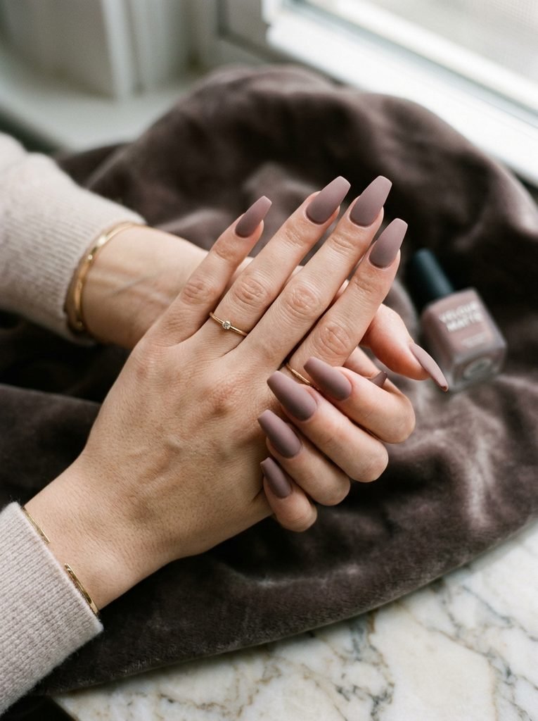 Matte Coffin Nails