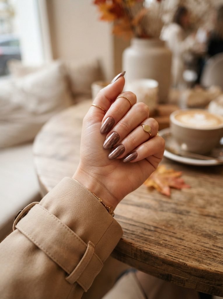 Mocha Chrome Fall Nail Designs